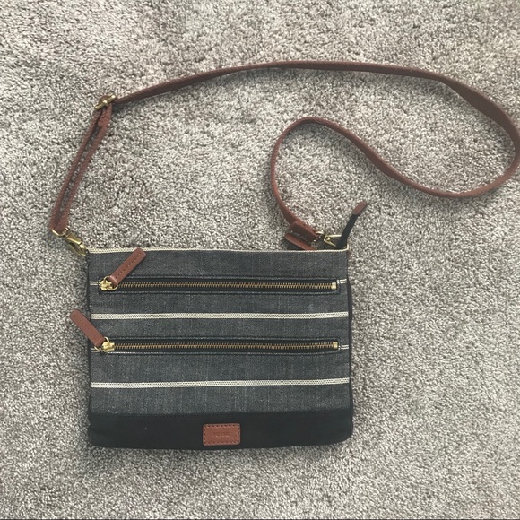 Fossil Handbags - Fossil Striped Canvas Crossbody Purse